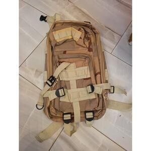 Tactical Military Style Backpack Desert Camo 18 x 10 FOR PARTS OR REPAIR